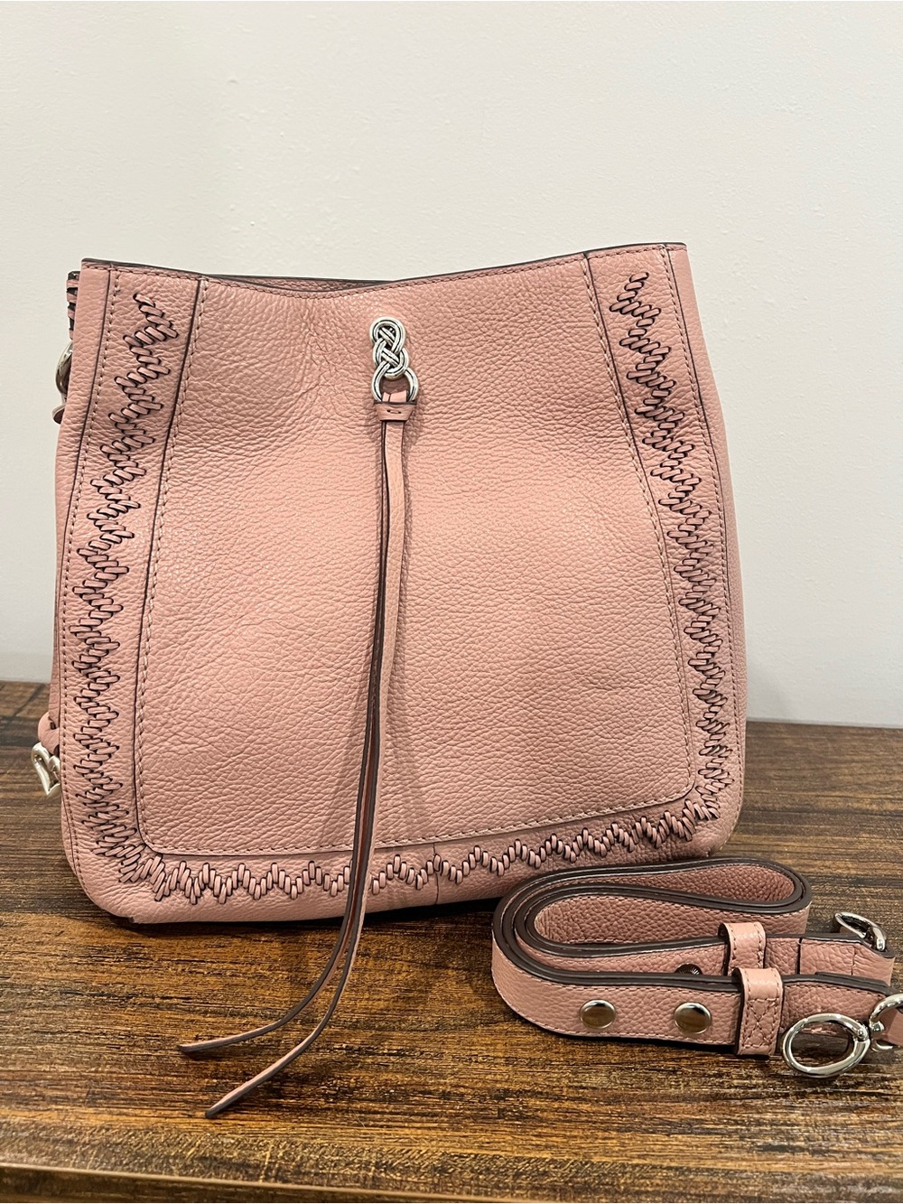 Brighton Georgia Convertible Hobo Bag Pink Sand Italian Leather Interlock CB